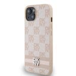 DKNY DKHCP15SPCPTSSP Pink Hardcase Leather Checkered Mono Pattern Kryt iPhone 14 Plus/15 Plus
