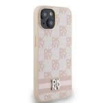 DKNY DKHCP15SPCPTSSP Pink Hardcase Leather Checkered Mono Pattern Kryt iPhone 14 Plus/15 Plus