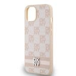 DKNY DKHCP15SPCPTSSP Pink Hardcase Leather Checkered Mono Pattern Kryt iPhone 14 Plus/15 Plus