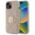 DKNY DKHCP15SPQDSLE Beige Quilted Stack Logo Kryt iPhone 15