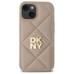 DKNY DKHCP15SPQDSLE Beige Quilted Stack Logo Kryt iPhone 15