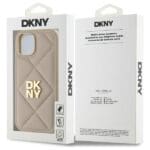 DKNY DKHCP15SPQDSLE Beige Quilted Stack Logo Kryt iPhone 15