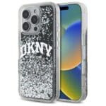 DKNY DKHCP16LLBNAEK Black Hardcase Liquid Glitter Arch Logo Kryt iPhone 16 Pro