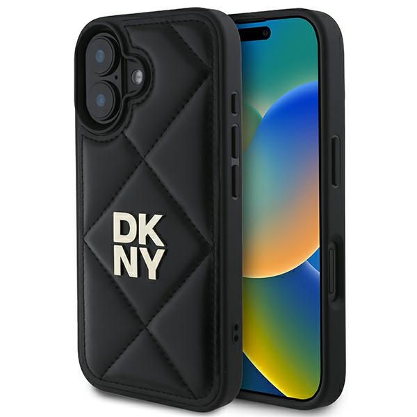 DKNY DKHCP16SPQDSLK Black Quilted Stack Logo Kryt iPhone 16