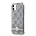 DKNY DKHMN61HCPTSE Beige Hardcase IML Checkered Mono Pattern & Printed Strip Kryt iPhone 11/XR