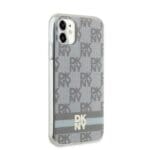 DKNY DKHMN61HCPTSE Beige Hardcase IML Checkered Mono Pattern & Printed Strip Kryt iPhone 11/XR