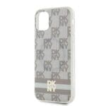 DKNY DKHMN61HCPTSE Beige Hardcase IML Checkered Mono Pattern & Printed Strip Kryt iPhone 11/XR