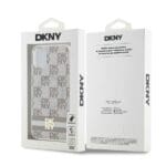 DKNY DKHMN61HCPTSE Beige Hardcase IML Checkered Mono Pattern & Printed Strip Kryt iPhone 11/XR