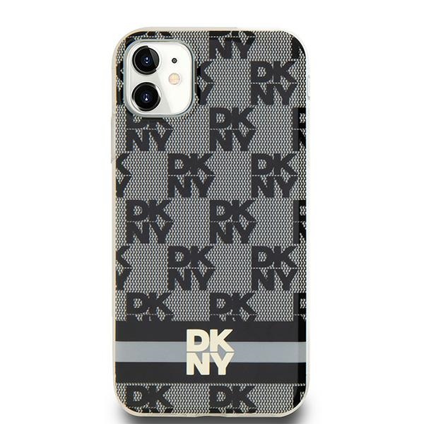 DKNY DKHMN61HCPTSK Black Hardcase IML Checkered Mono Pattern & Printed Strip Kryt iPhone 11/XR