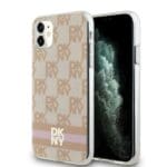 DKNY DKHMN61HCPTSP Pink Hardcase IML Checkered Mono Pattern & Printed Stripe Kryt iPhone 11/XR