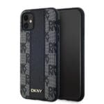 DKNY DKHMN61PCPVSLK Black Hardcase Leather Checkered Mono Pattern MagSafe Kryt iPhone 11/XR