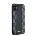 DKNY DKHMN61PCPVSLK Black Hardcase Leather Checkered Mono Pattern MagSafe Kryt iPhone 11/XR