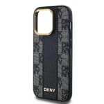 DKNY DKHMP13LPCPVSLK Black Hardcase Leather Checkered Mono Pattern MagSafe Kryt iPhone 13/13 Pro