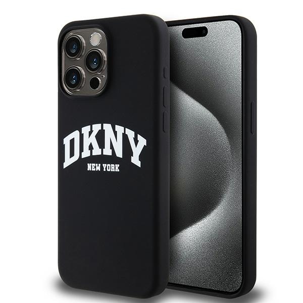 DKNY DKHMP13XSNYACH Black Hardcase Liquid Silicone White Printed Logo MagSafe Kryt iPhone 13 Pro Max