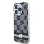 DKNY DKHMP14LHCPTSK Black Hardcase IML Checkered Mono Pattern & Printed Strip Kryt iPhone 14 Pro