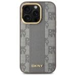 DKNY DKHMP14LPCPVSLE Beige Hardcase Leather Checkered Mono Pattern MagSafe Kryt iPhone 14 Pro