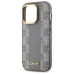 DKNY DKHMP14LPCPVSLE Beige Hardcase Leather Checkered Mono Pattern MagSafe Kryt iPhone 14 Pro