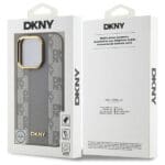 DKNY DKHMP14LPCPVSLE Beige Hardcase Leather Checkered Mono Pattern MagSafe Kryt iPhone 14 Pro