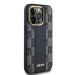 DKNY DKHMP14LPCPVSLK Black Hardcase Leather Checkered Mono Pattern MagSafe Kryt iPhone 14 Pro