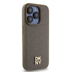 DKNY DKHMP14LPSHRPSW Brown Hardcase Leather Pattern Metal Logo MagSafe Kryt iPhone 14 Pro