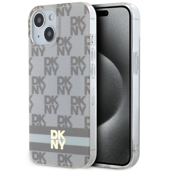 DKNY DKHMP14SHCPTSE Beige Hardcase IML Checkered Mono Pattern & Printed Kryt iPhone 13/14/15