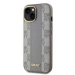 DKNY DKHMP14SPCPVSLE Beige Hardcase Leather Checkered Mono Pattern MagSafe Kryt iPhone 14