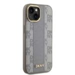 DKNY DKHMP14SPCPVSLE Beige Hardcase Leather Checkered Mono Pattern MagSafe Kryt iPhone 14