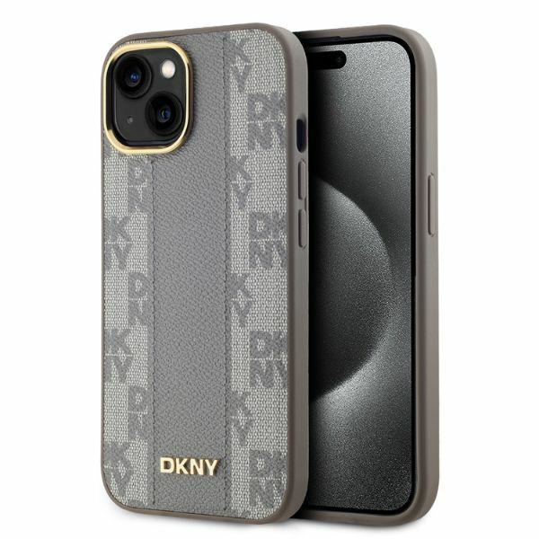 DKNY DKHMP14SPCPVSLE Beige Hardcase Leather Checkered Mono Pattern MagSafe Kryt iPhone 14