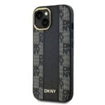 DKNY DKHMP14SPCPVSLK Black Hardcase Leather Checkered Mono Pattern MagSafe Kryt iPhone 13/14/15
