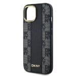 DKNY DKHMP14SPCPVSLK Black Hardcase Leather Checkered Mono Pattern MagSafe Kryt iPhone 13/14/15