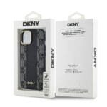 DKNY DKHMP14SPCPVSLK Black Hardcase Leather Checkered Mono Pattern MagSafe Kryt iPhone 13/14/15