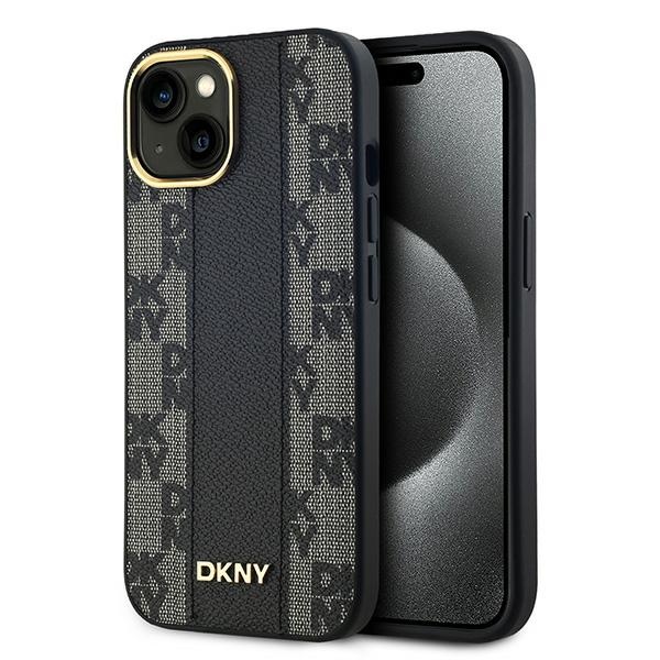 DKNY DKHMP14SPCPVSLK Black Hardcase Leather Checkered Mono Pattern MagSafe Kryt iPhone 13/14/15