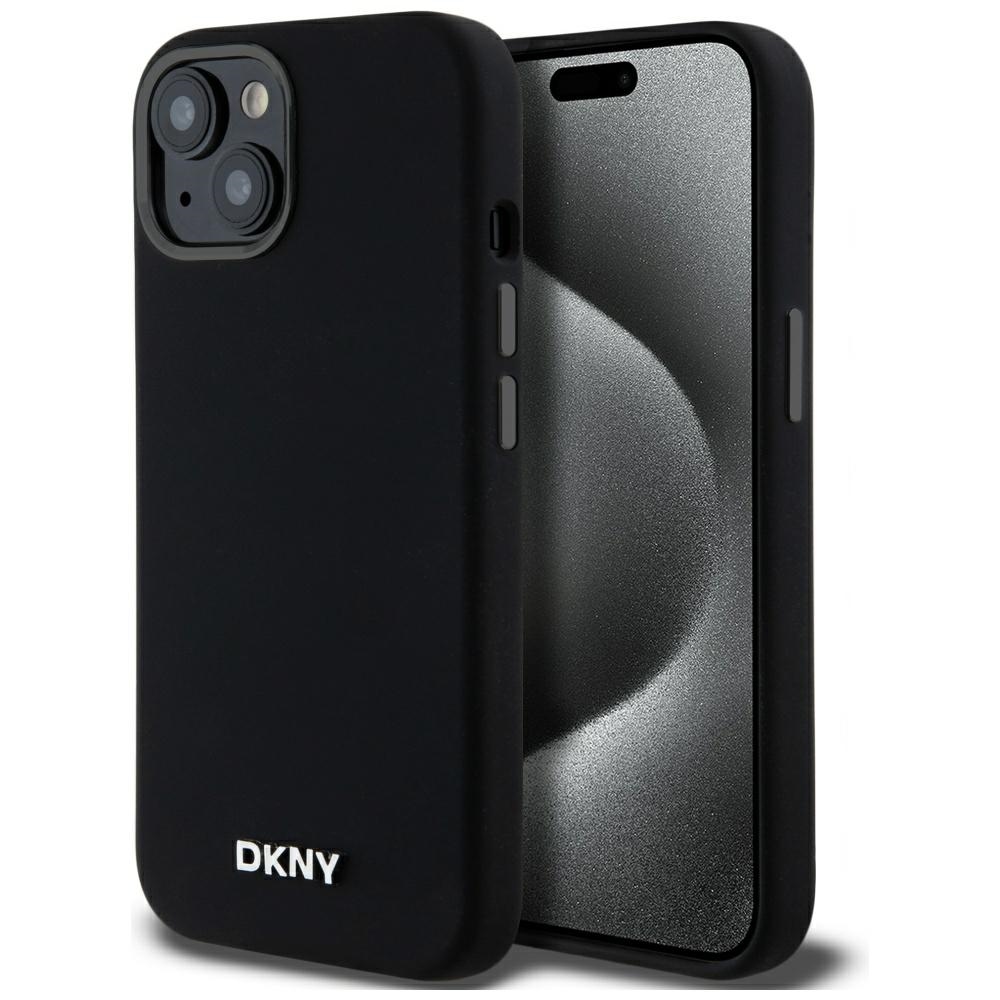 DKNY DKHMP14SSMCHLK Black Hardcase Liquid Silicone Small Metal Logo MagSafe Kryt iPhone 13/14/15