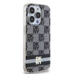 DKNY DKHMP15LHCPTSK Black Hardcase IML Checkered Mono Pattern & Printed Strip Kryt iPhone 15 Pro