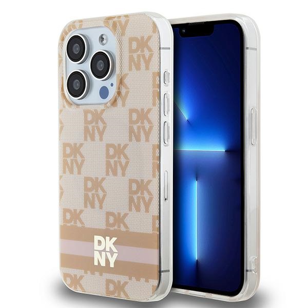 DKNY DKHMP15LHCPTSP Pink Hardcase IML Checkered Mono Pattern & Printed Stripe Kryt iPhone 15 Pro