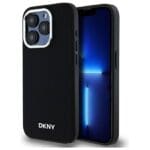 DKNY DKHMP15LPSCMCLK Black Hardcase Plain Logo MagSafe Kryt iPhone 15 Pro