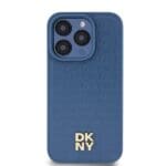 DKNY DKHMP15LPSHRPSB Blue Hardcase Leather Monogram Pattern Metal Logo MagSaf Kryt iPhone 15 Pro