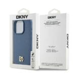 DKNY DKHMP15LPSHRPSB Blue Hardcase Leather Monogram Pattern Metal Logo MagSaf Kryt iPhone 15 Pro