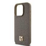 DKNY DKHMP15LPSHRPSW Brown Hardcase Leather Monogram Pattern Metal Logo MagSa Kryt iPhone 15 Pro