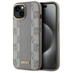 DKNY DKHMP15MPCPVSLE Beige Hardcase Leather Checkered Mono Pattern MagSafe Kryt iPhone 15 Plus