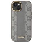DKNY DKHMP15MPCPVSLE Beige Hardcase Leather Checkered Mono Pattern MagSafe Kryt iPhone 15 Plus