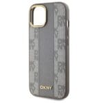 DKNY DKHMP15MPCPVSLE Beige Hardcase Leather Checkered Mono Pattern MagSafe Kryt iPhone 15 Plus