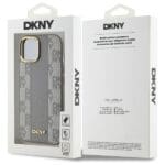 DKNY DKHMP15MPCPVSLE Beige Hardcase Leather Checkered Mono Pattern MagSafe Kryt iPhone 15 Plus