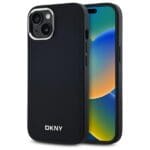 DKNY DKHMP15MPSCMCLK Black Hardcase Plain Logo MagSafe Kryt iPhone 15 Plus