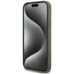 DKNY DKHMP15MPSHRPSW Brown Hardcase Leather Pattern Metal Logo Mag Kryt iPhone 14 Plus/15 Plus
