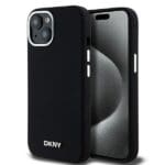 DKNY DKHMP15MSMCHLK Black Hardcase Liquid Silicone Small Metal Logo Mag Kryt iPhone 14 Plus/15 Plus