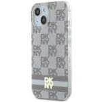 DKNY DKHMP15SHCPTSE Beige Hardcase IML Checkered Mono Pattern & Printed Kryt iPhone 13/14/15