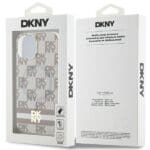 DKNY DKHMP15SHCPTSE Beige Hardcase IML Checkered Mono Pattern & Printed Kryt iPhone 13/14/15
