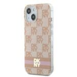 DKNY DKHMP15SHCPTSP Pink Hardcase IML Checkered Mono Pattern & Printed Kryt iPhone 13/14/15