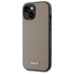 DKNY DKHMP15SPGHLME Beige Hardcase Grained Metal Logo MagSafe Kryt iPhone 15